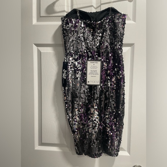 Jump Apparel Purple Multi Full Sequin Strapless Dress - Picture 3 of 4